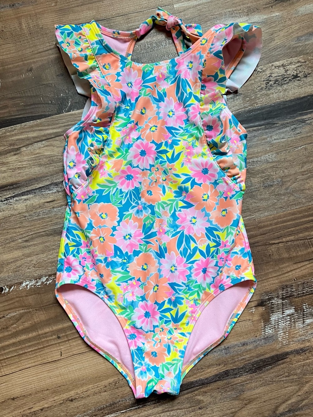 Cat & Jack Girls Floral One-Piece Swimsuit, Size Medium (8)
